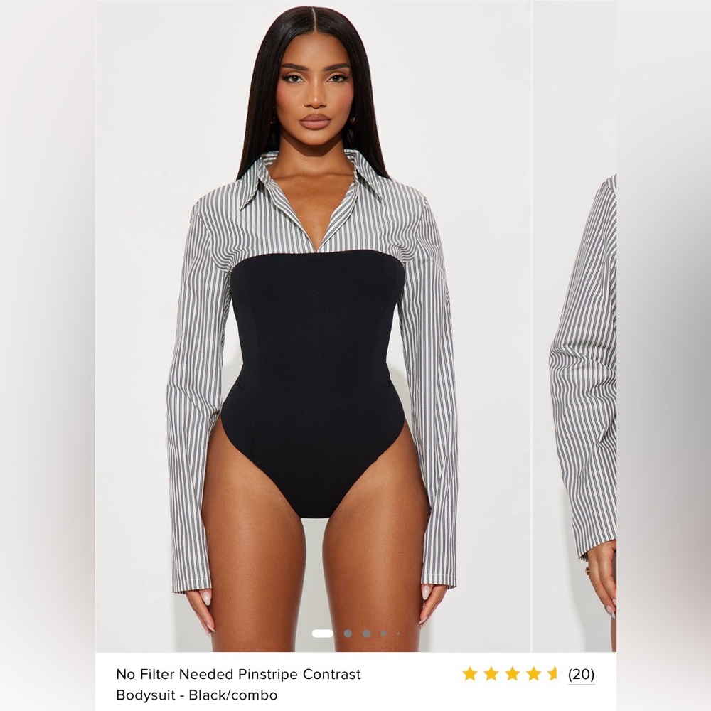 Fashion Nova Black and White Pinstripe Bodysuit